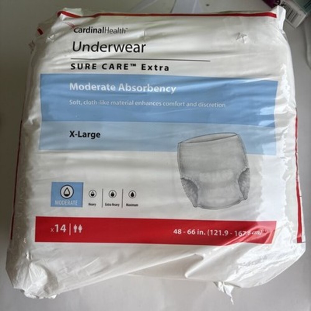 Cardinal Health Sure Care Extra Underwear X-Large Mod  Absorbency 14 Pack NEW
